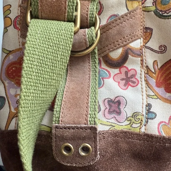 Lucky Brand Brown and Green Tote Bag with Classic Trim Crossbody Bag - Picture 8 of 13